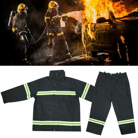 

Fire Resistant Coverall Flame Retardant Different Sizes Flame Resistant Uniform Reflective Strips Pure Cotton Fabric For Firefighters For Welding M L XL XXL 1
