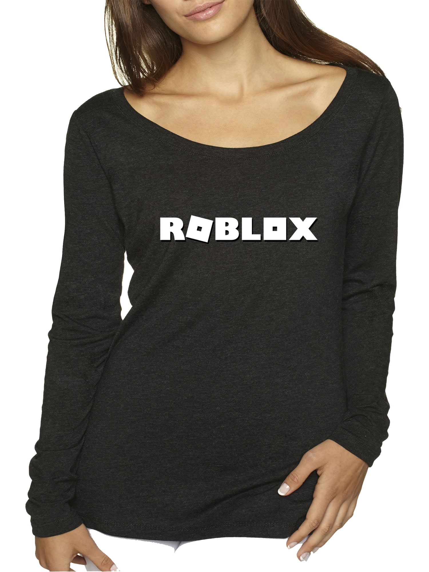 New Way 923 Womens Long Sleeve T Shirt Roblox Logo Game Accent Small Black - roblox game play young kids boys and girls red box gray tshirt tee small
