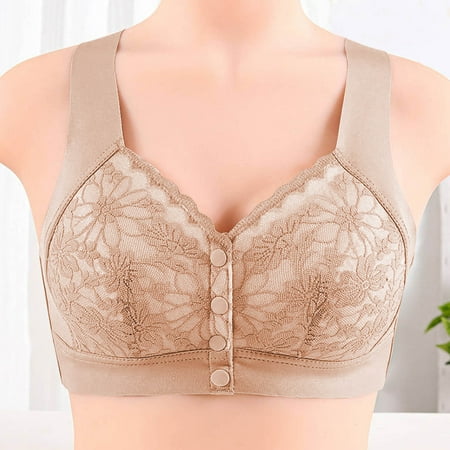 NTACZA Front-Closure Comfy Bras for Womens Plus Size Yellow Bralette Push-Up Solid Everyday Bras Bras for Teens 2x