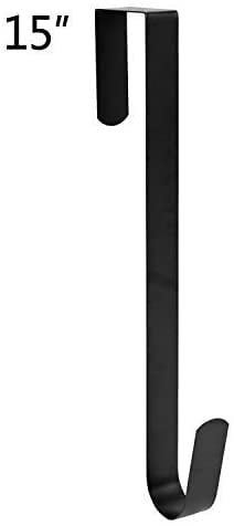 15' Wreath Hanger for Front Door, Christmas Decoration Metal Over The Door Single Hook, Black