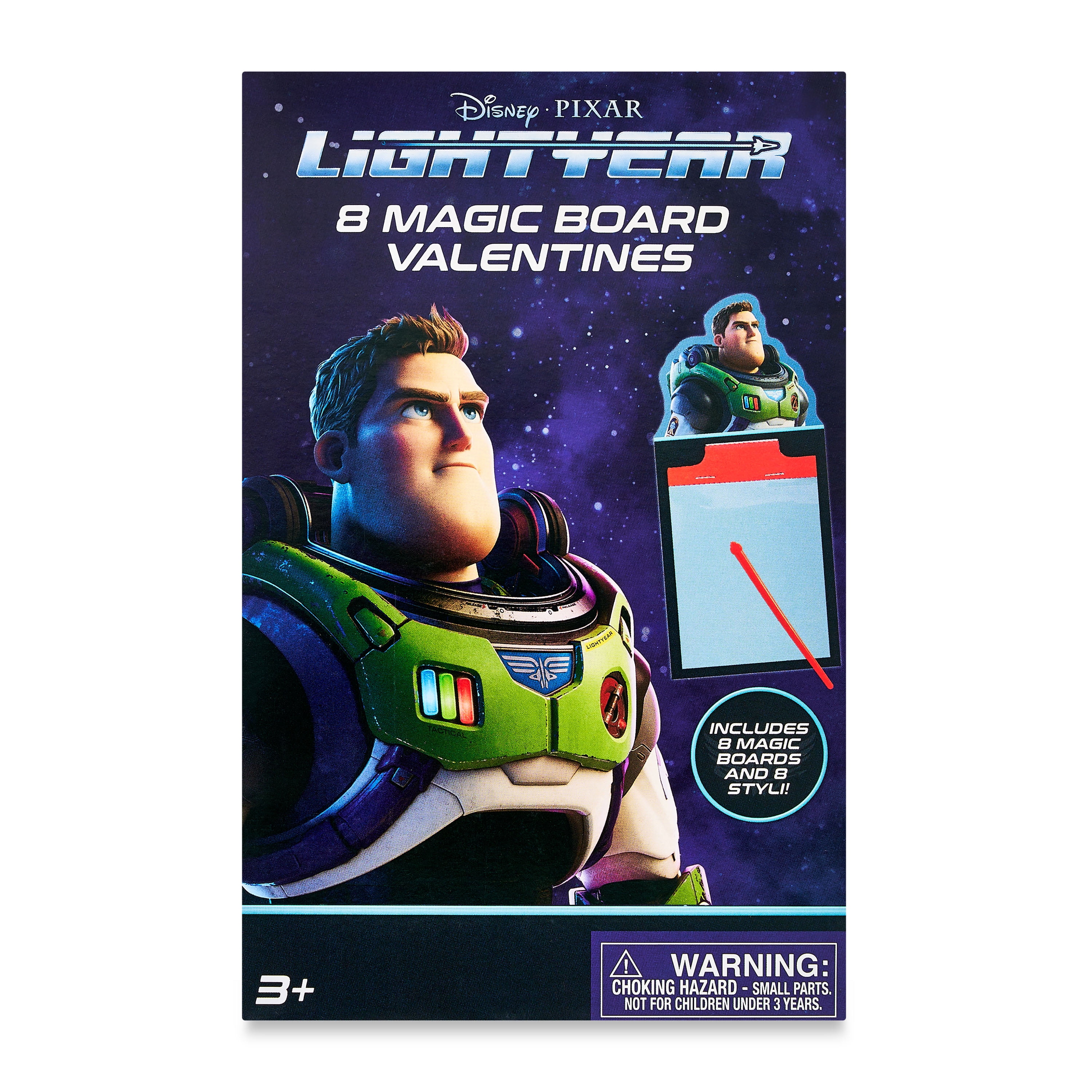 Disney Light Year Magic Board Valentine's Day Cards, Kiddie Cards, 8 Count, Multi-Color, Paper, 3.25" x 7"