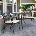 thumbnail image 5 of Nuu Garden 3-Piece Patio Bistro Set Outdoor Cast Aluminum Bistro Table and Chairs Set of 2, Outdoor Patio Table Set with Umbrella Hole and Cushions for Patio Balcony, Black, 5 of 9
