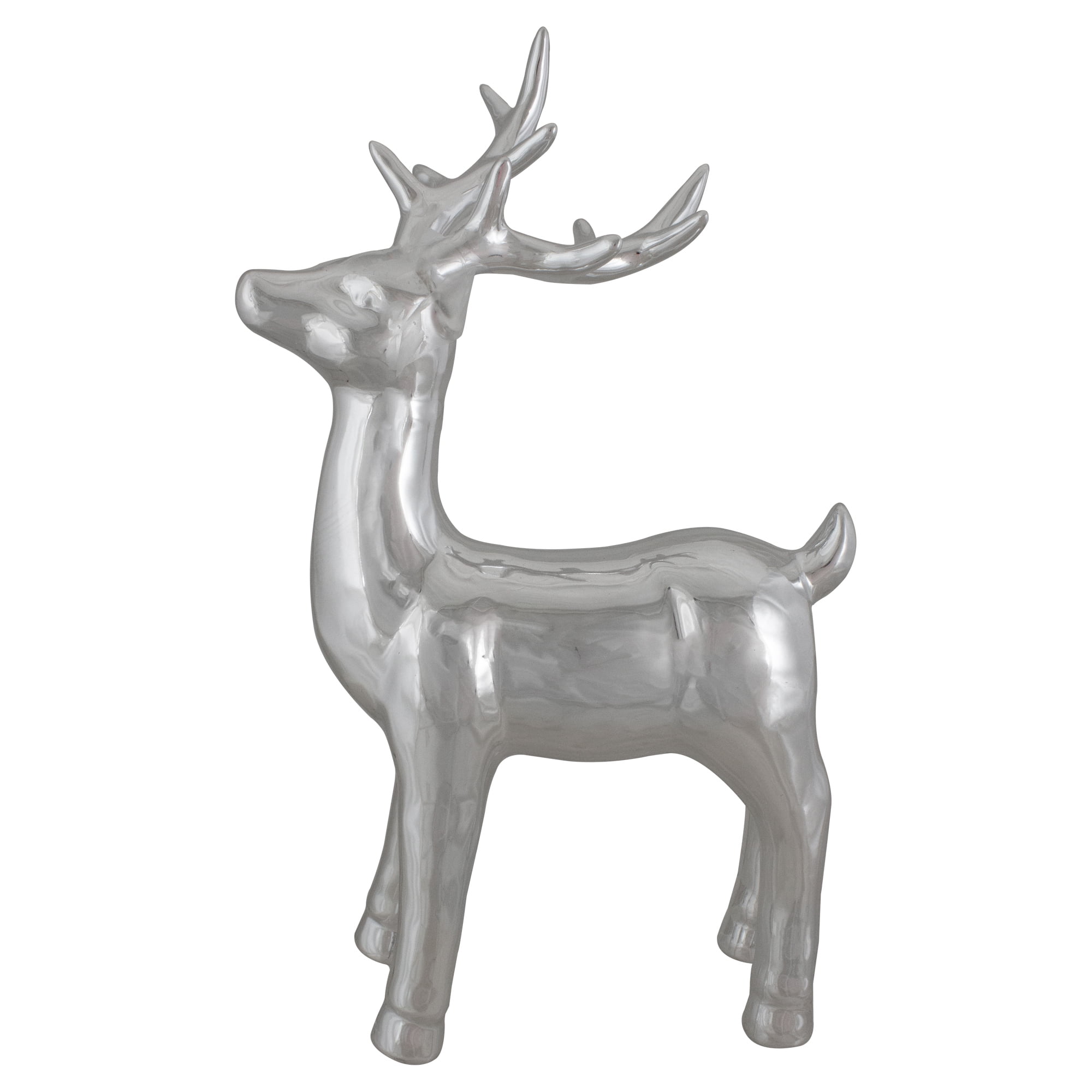 14" Metallic Silver Standing Reindeer Christmas Tabletop Decor