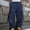thumbnail image 5 of Men's Baggy Cargo Pants Wide Leg Parachute Pants with Pocket Streetwear - Stylish for Urban Fashion with Loose Fit and Modern Aesthetic,Navy,M, 5 of 5