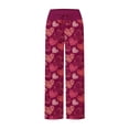 thumbnail image 6 of Womens Valentines Day Pajama Pants Heart Print Soft Lounge Pants Drawstring Jogger Wide Leg Athletic Pants, 6 of 6