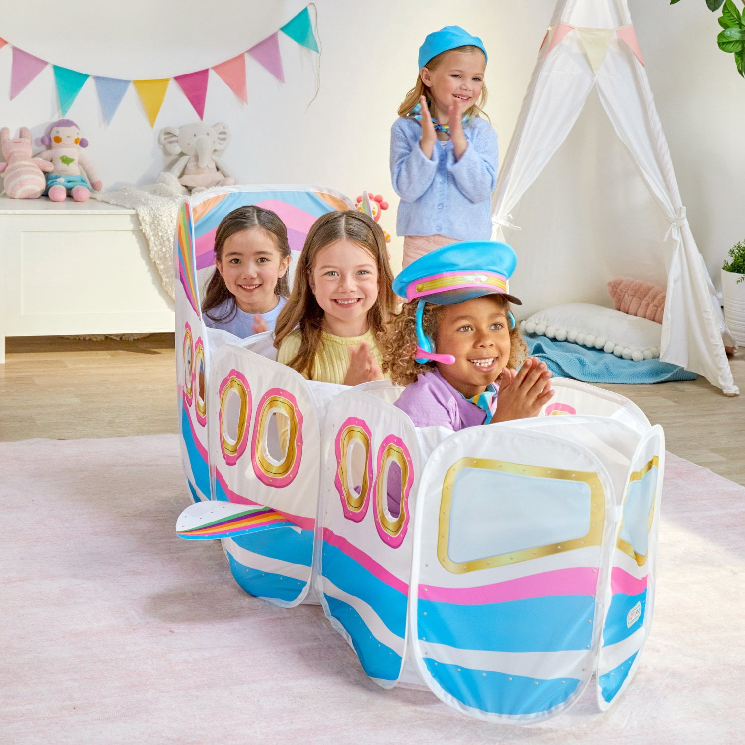 Kidtopia Little Flyer Airplane Play Set with 17 Pieces & Pop-Up Tent for Kids Age 3+