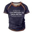 thumbnail image 1 of Men's Raglan T-shirt Retro Short Sleeve Round Neck Letter Printing Tops M, 1 of 3