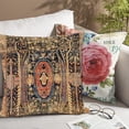 thumbnail image 4 of Carpet Pattern Boho Style Ethnic Design Gold Blue Decoration Farmhouse Décor Cotton Linen Home Decorative Throw Pillow Case Cushion Cover for Sofa Couch, 18" x 18", 4 of 6