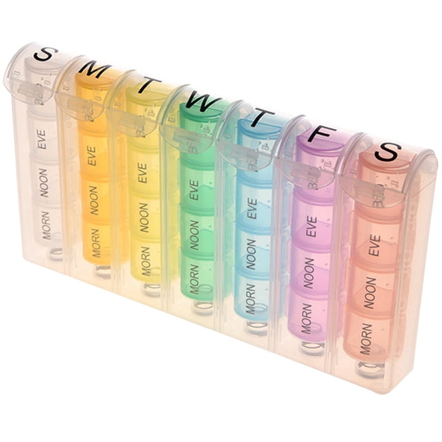 Coofit Pill Organizer Case Clear - 7 Days 4 Times A Day Vitamin Container Pill Holder
