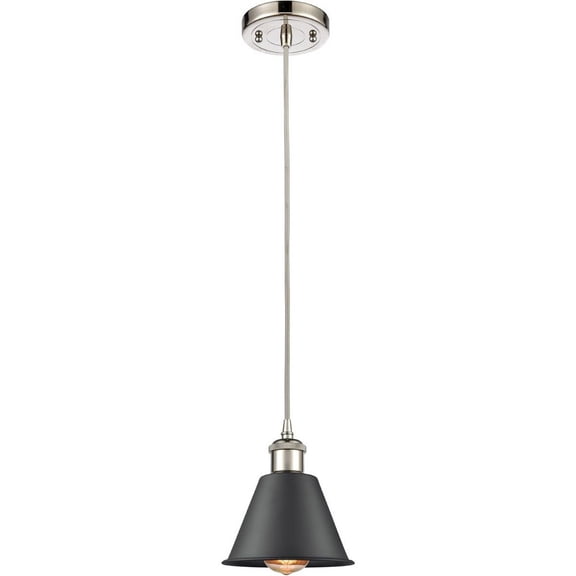 516-1P-PN-M8-BK Innovations Lighting Smithfield - 1 Light Mini Pendant In Industrial Style-7.5 Inches Tall and 7 Inches Wide-Polished Nickel