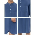 thumbnail image 5 of Unique Bargains Men's Banded Collar Nightshirt Sleep Shirt Nightgown S Navy, 5 of 6