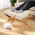 thumbnail image 4 of Flngr Folding Upholstered Footrest Stool, Small Accent Ottoman with Thick Cotton Cushion & Bamboo X Legs, Modern Padded Sofa Stool for Makeup Bedroom Living Room (Beige), 4 of 8