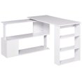 thumbnail image 2 of 360° Rotating L Shaped Computer Desk, Home Office Swivel Corner Desk with Storage Shelves, Wooden Writing Table Workstation, 47.25"Lx43.25"Wx29.25"H, White, 2 of 6