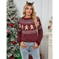 thumbnail image 3 of Cogild Ugly Christmas Sweaters for Womens Tree Gingerbread Man Pattern Sweaters Crew Neck Knitted Sweaters for Womens Warmth Winter Tops, 3 of 7