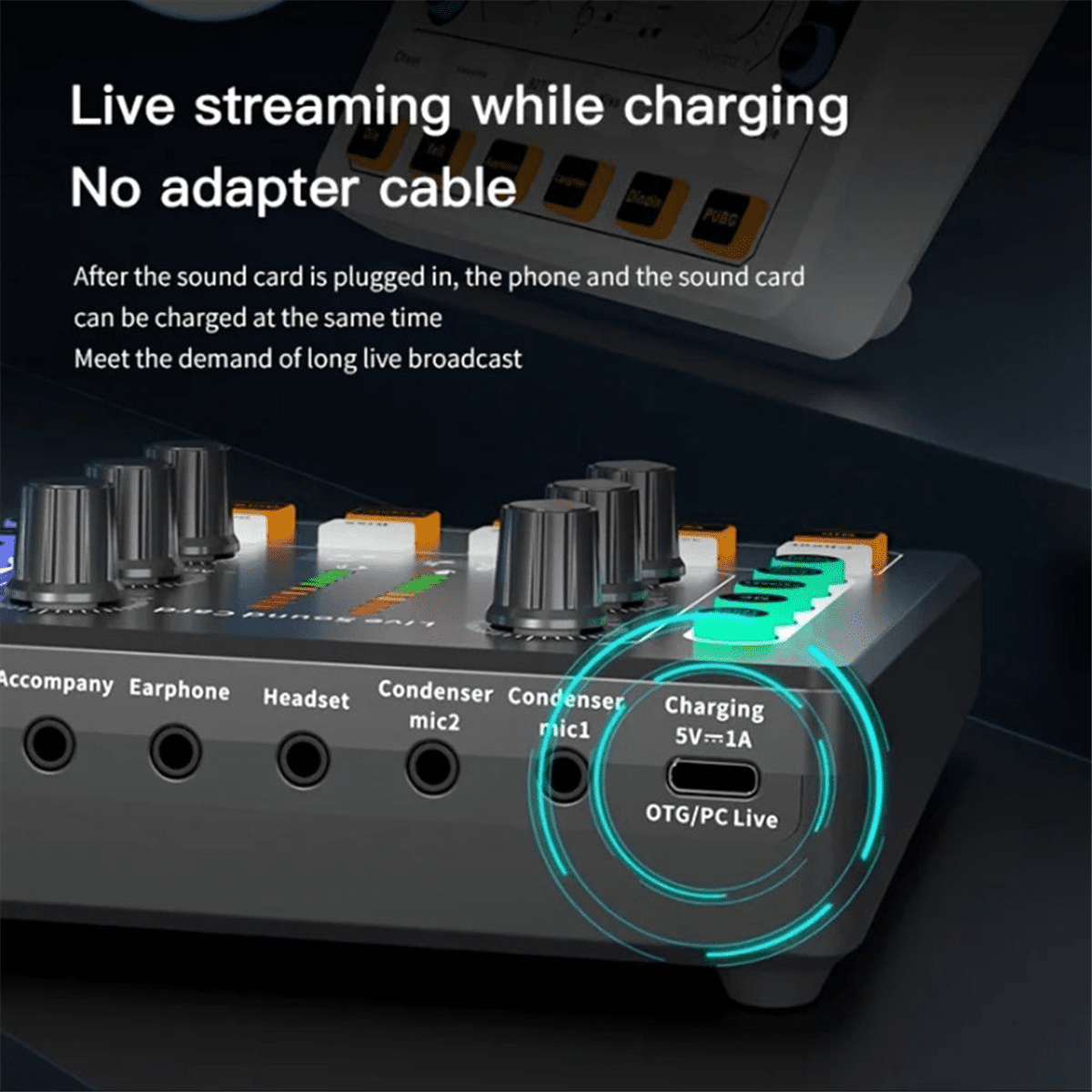 M8 Sound Card Live Broadcast Audio Interface Podcasting Device Caster with Premium Mic Preamplifier