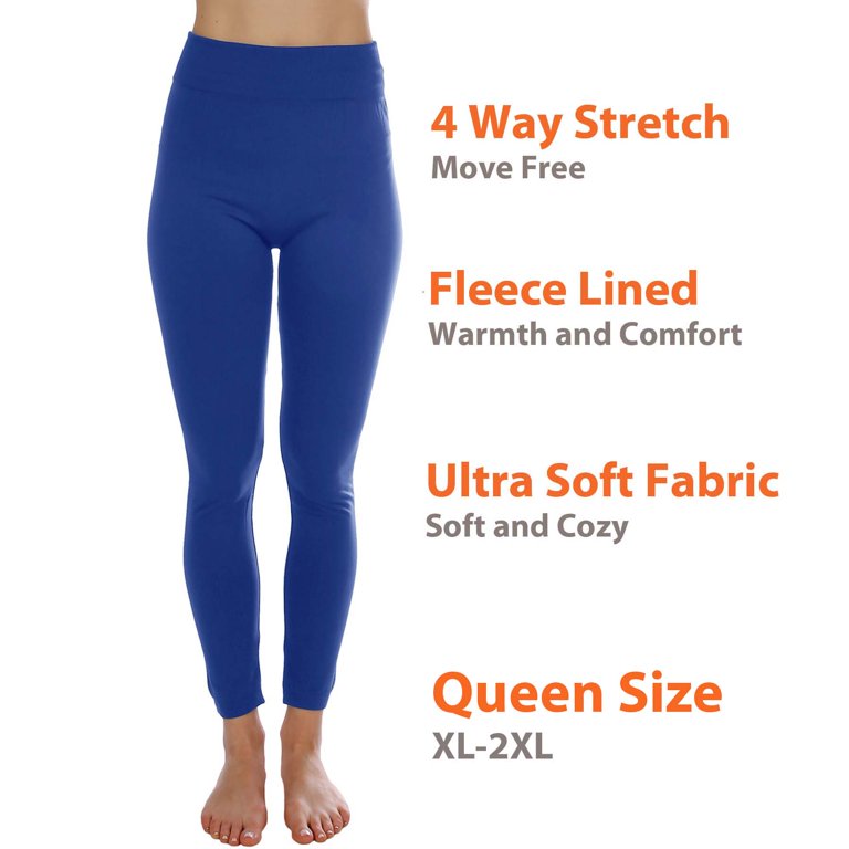 5 Pack Royal Blue Winter Warm Fleece Lined Leggings for Women Thermal Full  Length Legging XL / 2XL