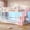 Pink, variant on Low Bunk Bed Twin Over Twin with Storage Stairs & Dual Level Guardrails, LED Floor Bunk Bed with Drawers, Charging Station, Metal Bunk Bed Frame, Space Saving