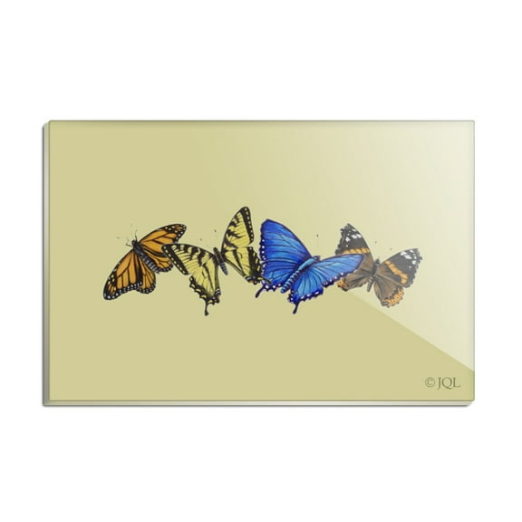 Butterflies in a Row Monarch Swallowtail Rectangle Acrylic Fridge Refrigerator Magnet