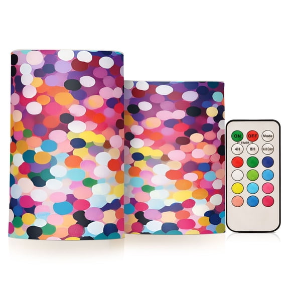Yayeee Flameless Candles with Remote Flickering Battery Operated Multi Color Changing, Black Colorful Circles