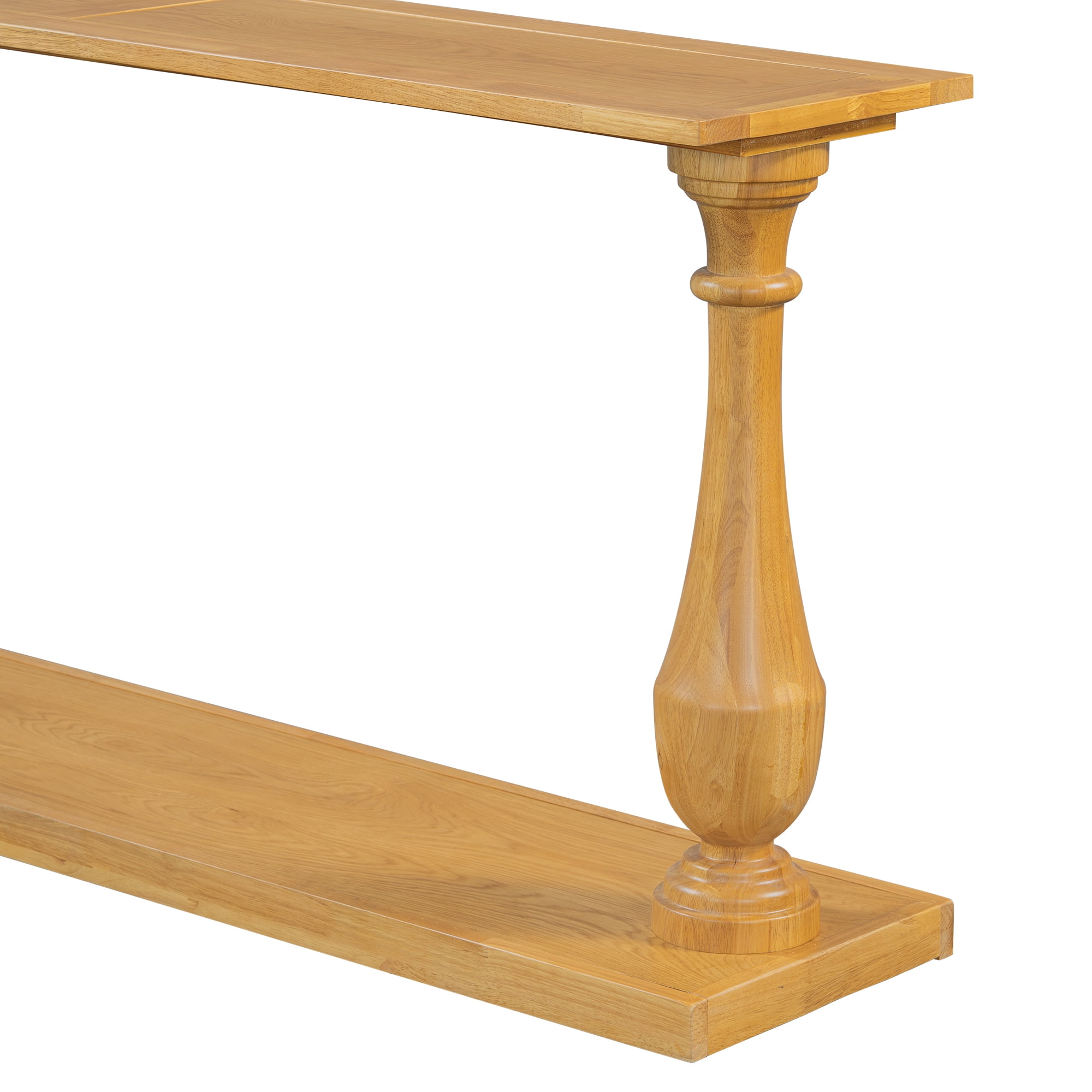 Euroco Retro Console Table,63" Extra Long Entryway Table with Open Storage Shelf and Vase-Leg Design, 2-Tier Narrow Sofa Table Behind the Couch for Living Room Entryway Bedroom,Natural
