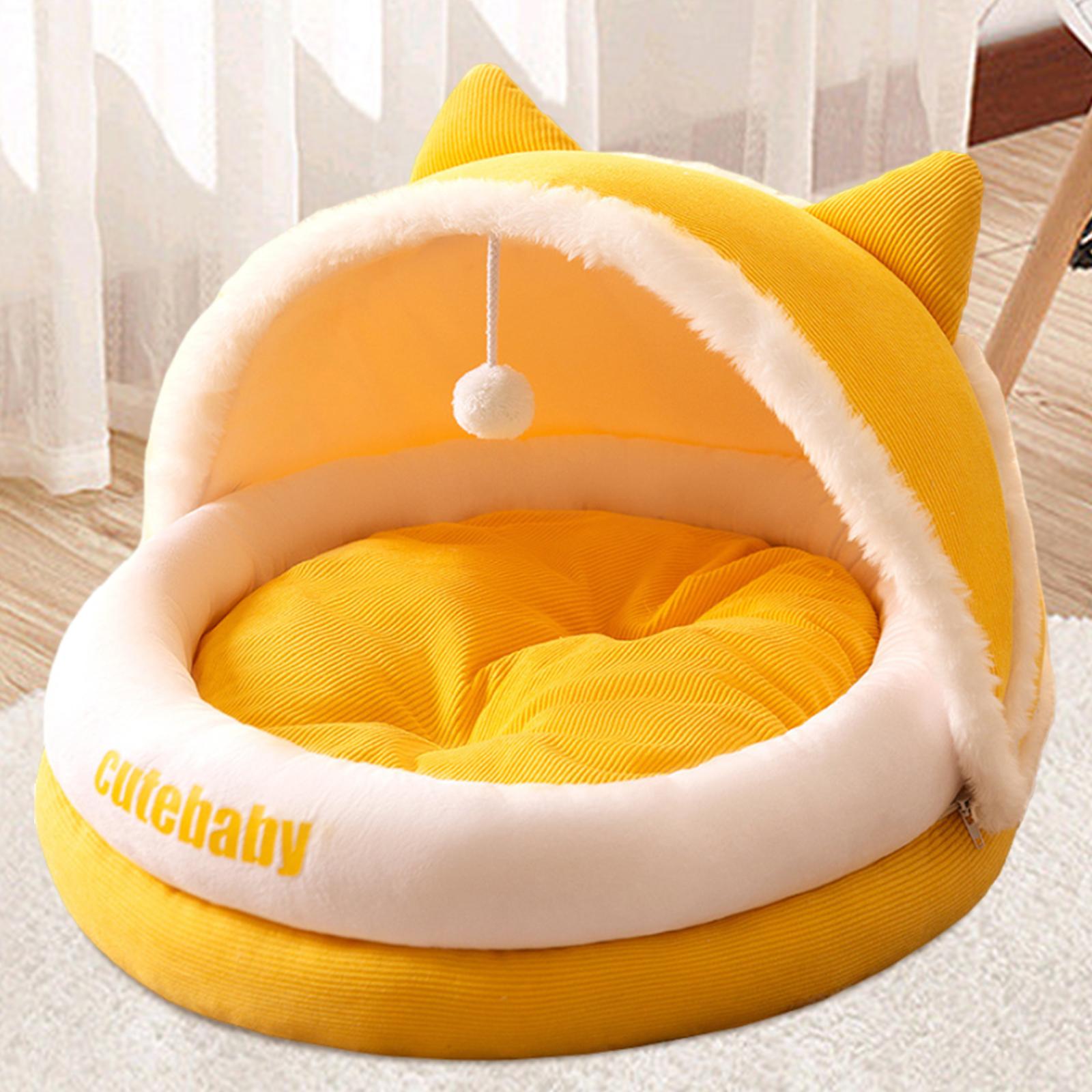 Fzaqwen Cat Bed for Indoor Cats Cat Furniture Cat Cradle Small Dog Cave Sleeping Nonslip Yellow L