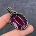 thumbnail image 4 of Ruby(Simulated) Gemstone Handmade Copper Wire Wrap Jewelry Pendant 2.17", 4 of 4