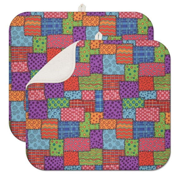 Pioneer Flower Floral Print Pattern Kitchen Dish Drying Mat 1 Pack, Ultra Absorbent Microfiber Drainer Mat, 16"x18"