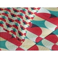 thumbnail image 4 of Ambesonne Modern Quilted Bedspread Set 3 Pcs, Retro Geometric Circle, Queen Size, Forest Green Salmon, 4 of 5