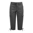 thumbnail image 4 of ClodeEU Women's Bow Leg Drawstring Cargo Capri Pants ,Casual Outdoor Hiking Pants with Pockets Gray,Womens Plus M, 4 of 5