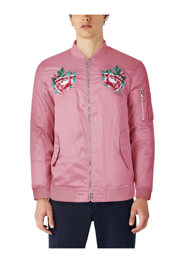 Mens Heavyweight Japanese Mythology Embroidered Patch Bomber Flight Military Zip-Up Jacket