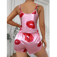 thumbnail image 2 of Lip Print Satin Cami Top & Shorts PJ Set / Pajama Set, 2 of 5