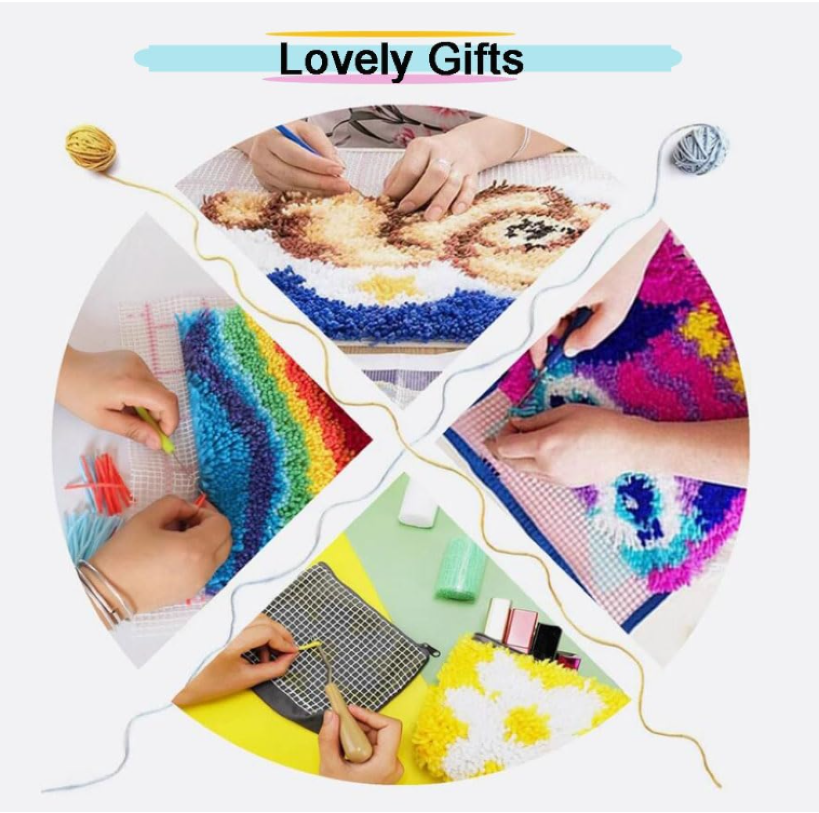 Latch Hook Pillow Case Kits,17X17Inch 3D DIY Latch Hook Cushion Cover Kits Latch Hook Kit,with Latch Hook Tool Latch Hook Kit For Adults And Beginners (Guinea Pig)