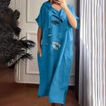 thumbnail image 1 of LOVZFMLL Fashion Women's Spring/Summer Temperament Short Sleeve V-Neck Dress Blue S, 1 of 6