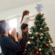thumbnail image 5 of Adorno para árbol de Navidad iluminado con luces de proyector de copos de nieve LED giratorias, cinta con brillantina de 5 puntos 2 en 1, adorno para árbol de estrella de 9,8 pulgadas con luces de nev, 5 of 5