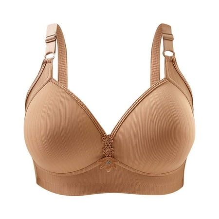 

Bras for Women Casual Solid Color Womens Sport Bras Daily Softy Underweat Women Wireless Smoothing Lightly Cooling Bras Beauty Back Lined Wire Classic Womens Bras（Khaki M）