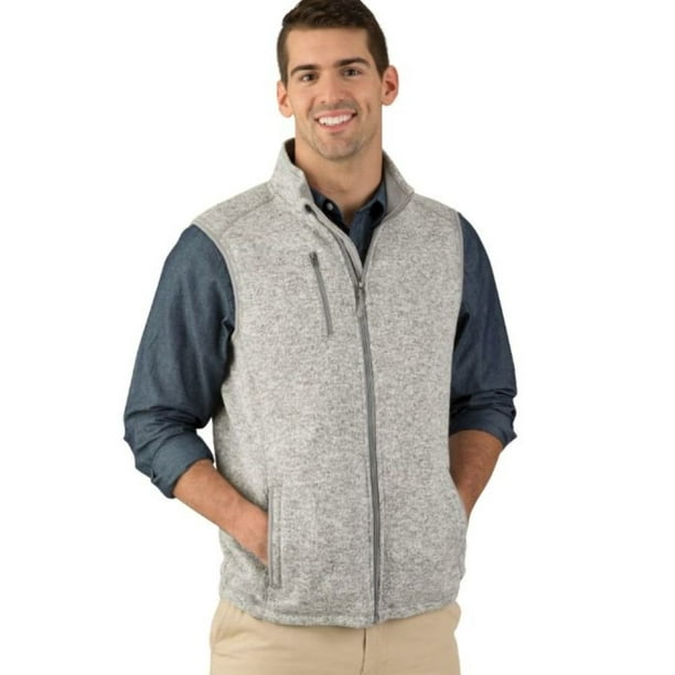 Charles River Apparel Men's Pacific Heathered Sweater Fleece Vest, Light  Grey, XXL 