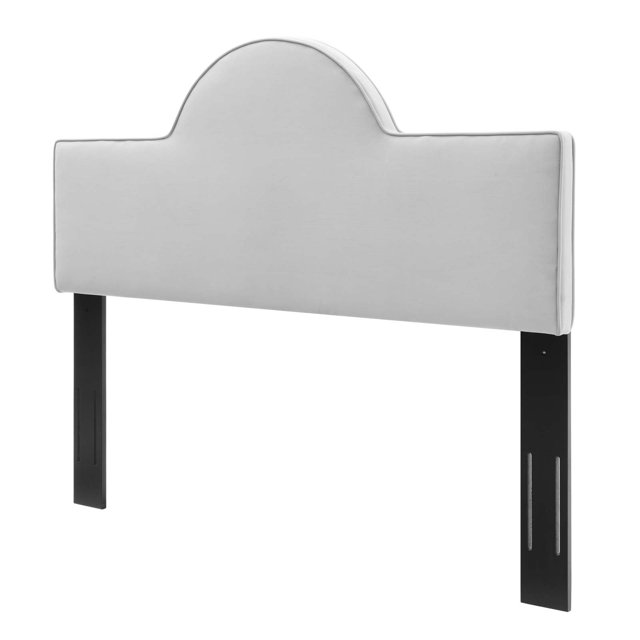 Headboard, Twin Size, Velvet, Light Grey Gray, Modern Contemporary