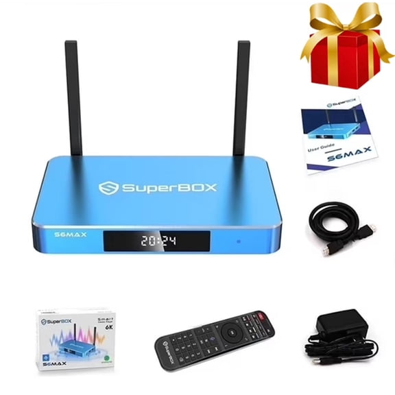 2025 SuperBox S6 Max Premium Edition Stre-ming M-dia Players 6K UHD with Voice Control System | Android 12 | Time Shift | Parental Control Time | 4GB RAM | 64GB Storage | 2T2R WiFi | Quad-Core