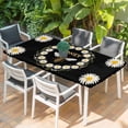 thumbnail image 2 of Black Daisy Bees Table Cloths for 6 Foot Rectangle Tables, Spring Farmhouse Honey Floral Rings Patio Waterproof Elastic Fitted Tablecloths, Washable Rectangular Table Cover for Camping, 2 of 8
