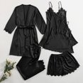 thumbnail image 2 of Hrsba Women's Pajama Set Solid Color Satin Like Lace Camisole Shorts Pants Robe 5-Piece Sleepwear, 2 of 3