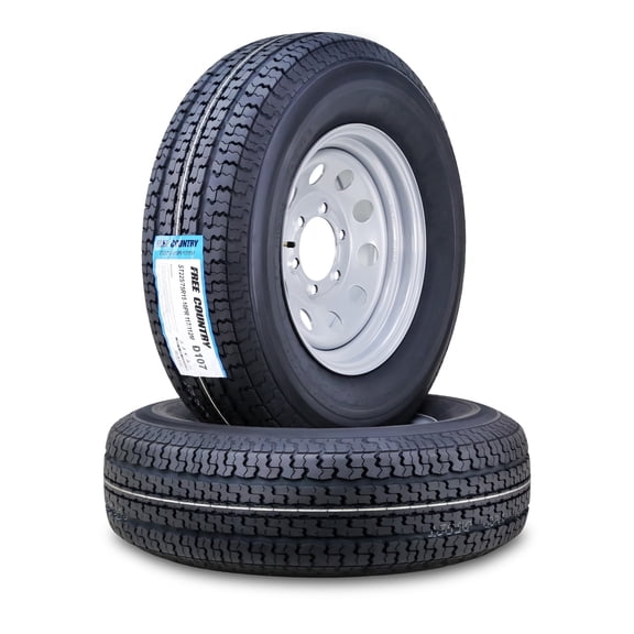 Free Country Trailer Tire Wheel Assembly ST225/75R15 10-Ply E 117M 6 Lug on 5.5" PCD Silver Mod Rim ,SET 2