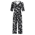 thumbnail image 5 of Edvintorg Summer Jumpsuits for Women 2025 Vintage Floral Printed Short Sleeve V Neck Back Zipper Wide Leg Jumpsuit with Pocket, 5 of 5