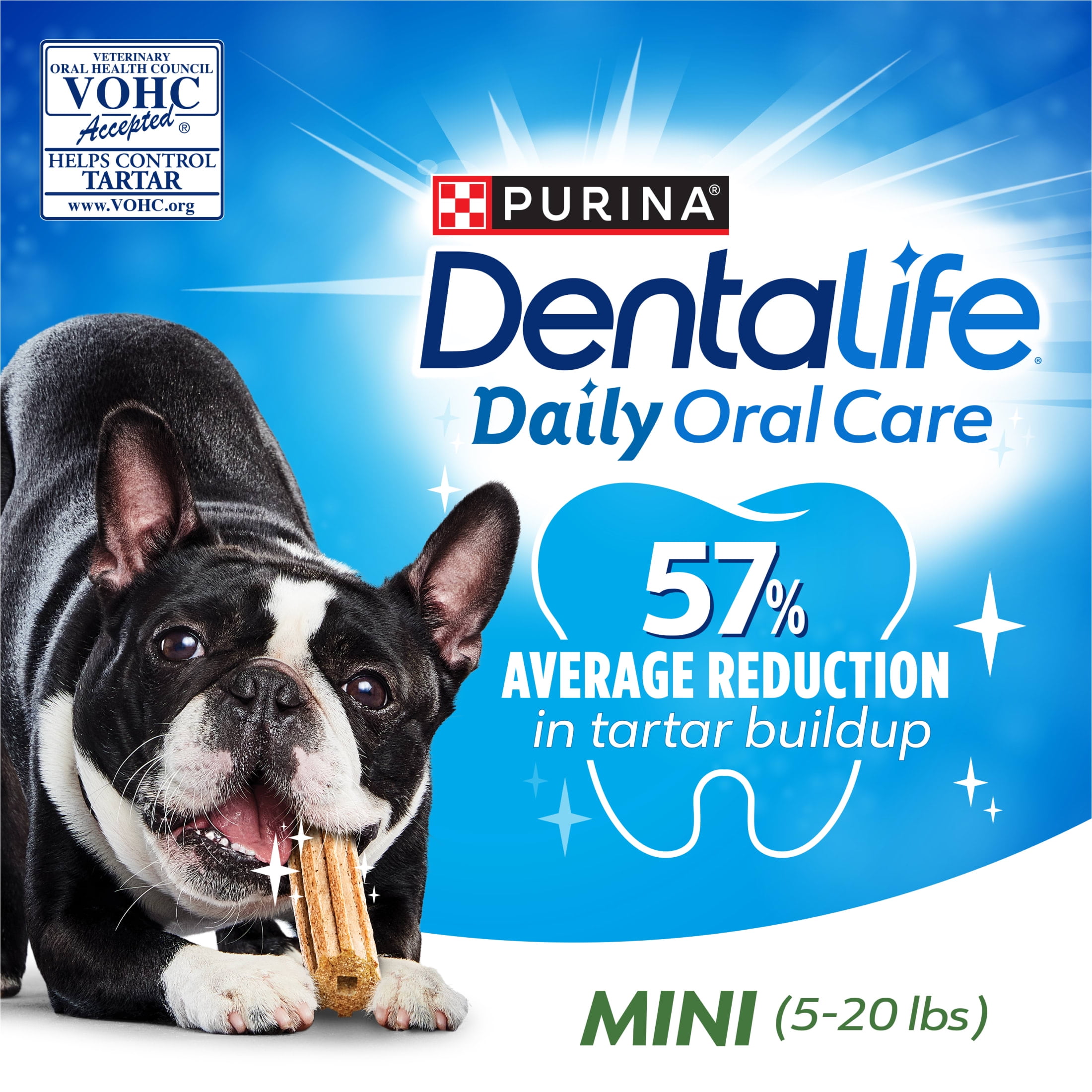 Purina DentaLife Daily Oral Care Mini Dog Treats Dental Chews with Chicken 17.1 oz Pouch 58 Count
