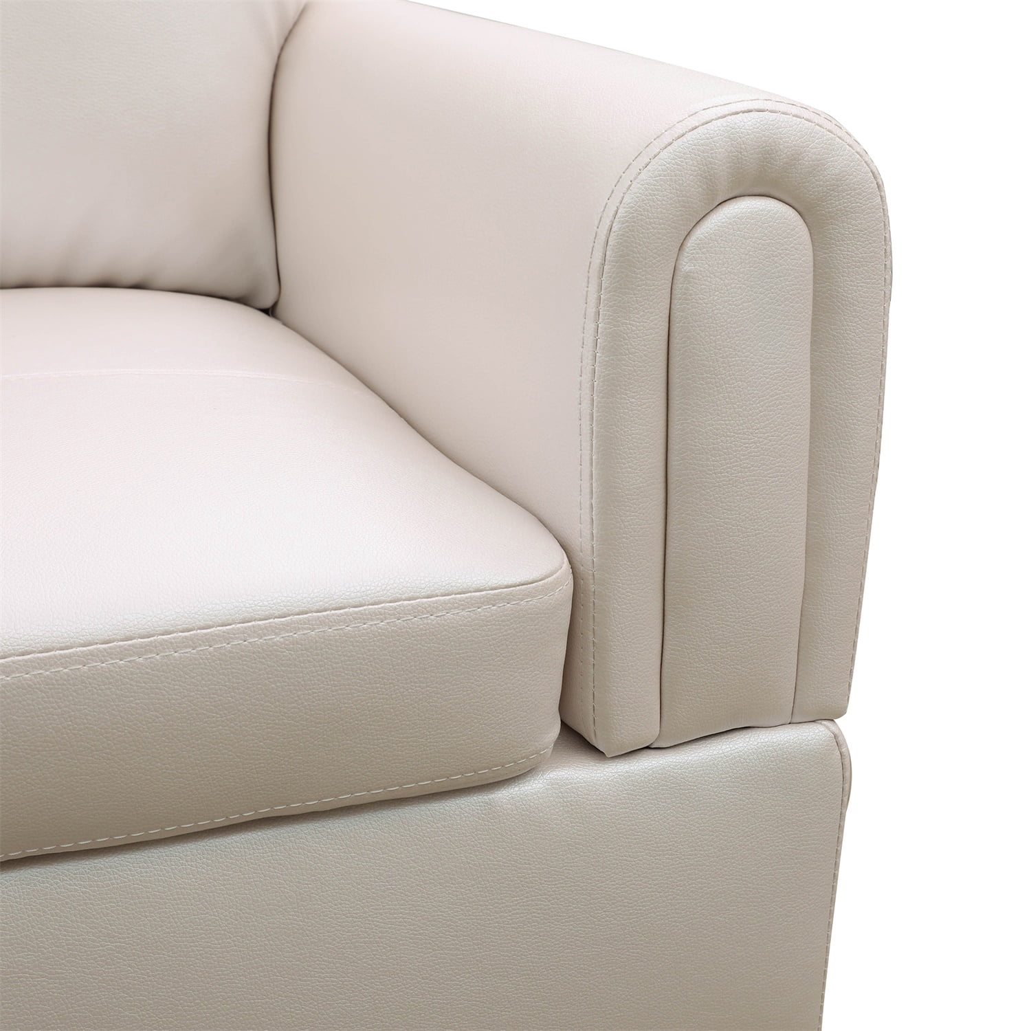 Hommoo Faux Leather 4-Seat Couch, L Shaped Sectional Couches and Sofas, Modern Living Room Furniture Sets Sectional Sofa Set, Peaerl White(No Ottoman)