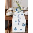 thumbnail image 4 of Blue Santa Christmas Burlap-Cotton Table Runner 70 Inches Long,Xmas Tree Snowflake Farmhouse Table Runners,Outdoor Dining Tablecloths Decor for Baby Shower/Party/Wedding 13x70, 4 of 9