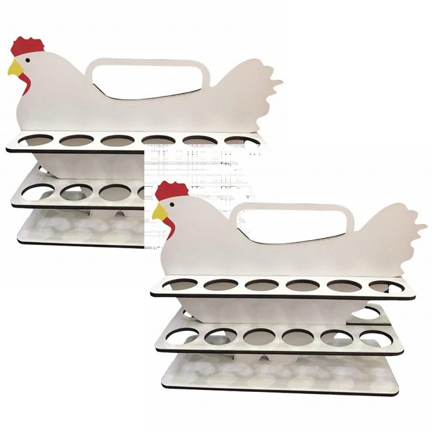 Oleegame 2PC Produce Storage creative hen shaped egg storage rack Farm the coop egg storage rack wooden egg rack kitchen storage organizing rack White