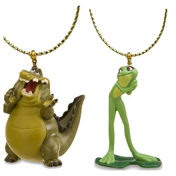 Louis Alligator Crocodile & Princess Tiana As Frog Ornament PVC Figure Disney 3” New