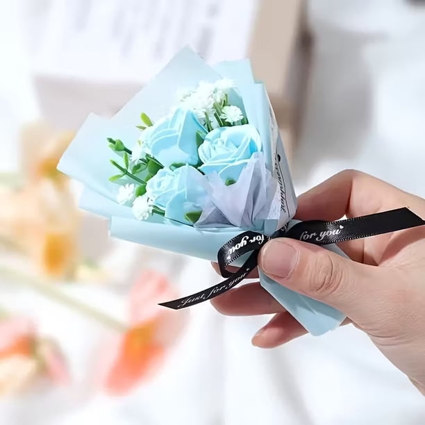 1 ramo de mini rosas artificiales for decoración de boda, fiesta en casa, regalo del Día de San Valentín, jabón, flor, envoltura de regalo, decoración del coche