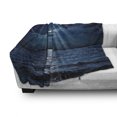 thumbnail image 3 of Night Soft Flannel Fleece Throw Blanket, Majestic Dramatic Sky Clouds and Full Moon over Seascape Calm Tranquil Ocean, Cozy Plush for Indoor and Outdoor Use, 60" x 80", Dark Blue White, by Ambesonne, 3 of 6