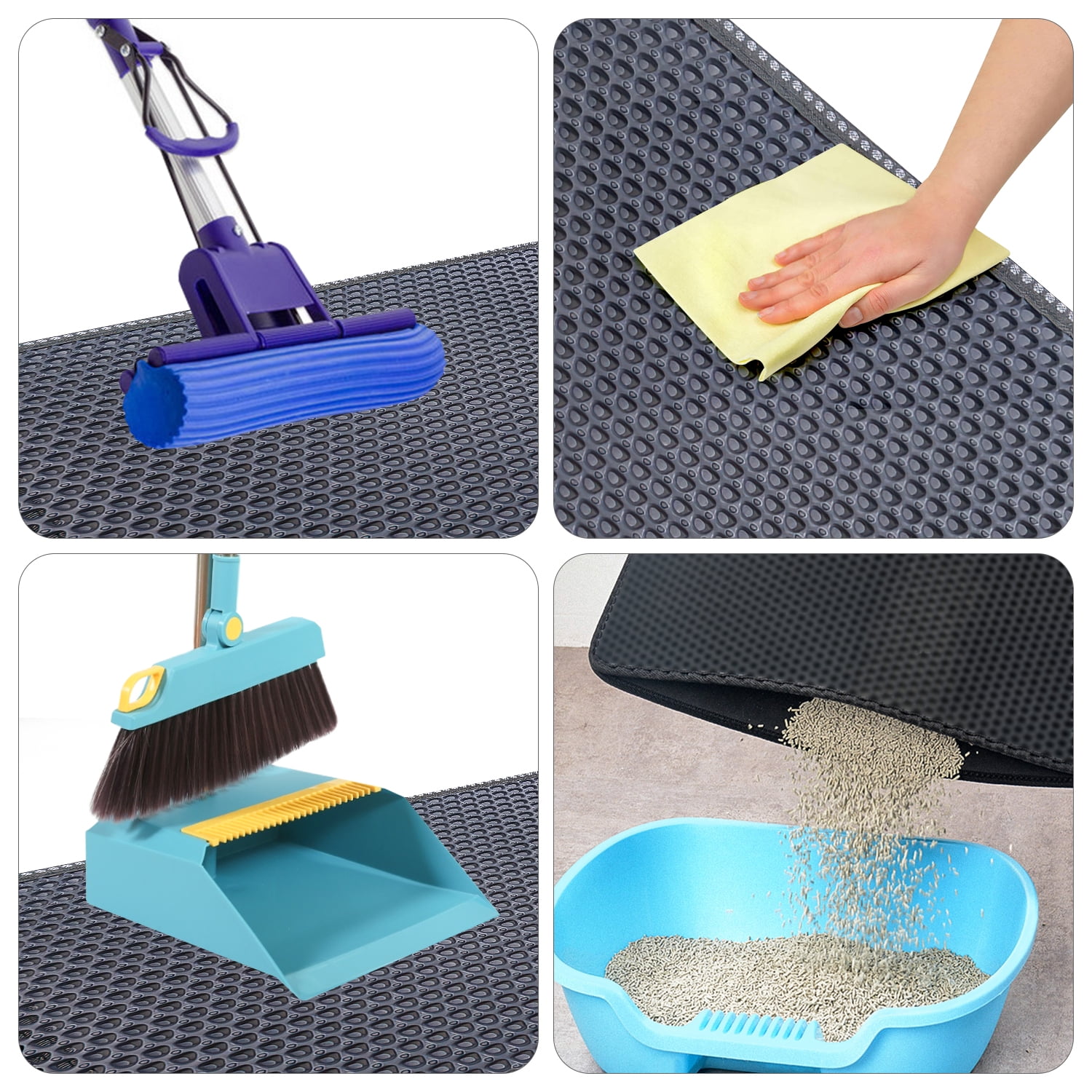 2-Layer Cat Litter Mat Litter Trapper Grey Traps Litter from Box, Soft on Kitty Cat Paws Honeycomb Double-Layer, Helps to Waste Less Litter on Floors Size 21" X 14" 2-Layer Cat Litter Mat Litter Trapper Grey Traps Litter from Box, Soft on Kitty Cat Paws Honeycomb Double-Layer, Helps to Waste Less Litter on Floors Size 21" X 14"